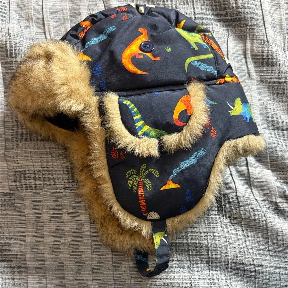 The Children's Place Colorful Dinosaur Hat with Faux Fur
